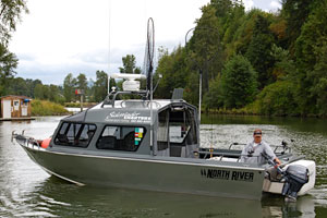 Custom North River Jet Boat Leaving the Dock